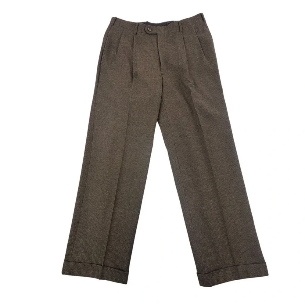 Graham & Gunn Mens 40R Suit Set 33 x 29 Pants Brown‎ Micro Check Wool Blend